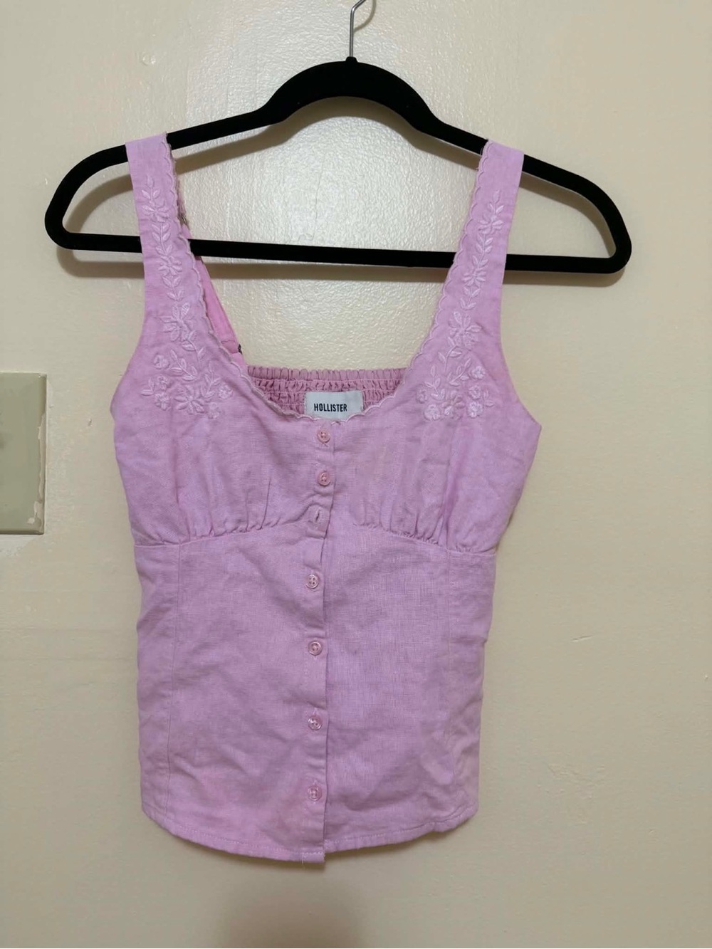 Hollister Light Lavender Embroidered Button-Front Camisole - Picture 4 of 7